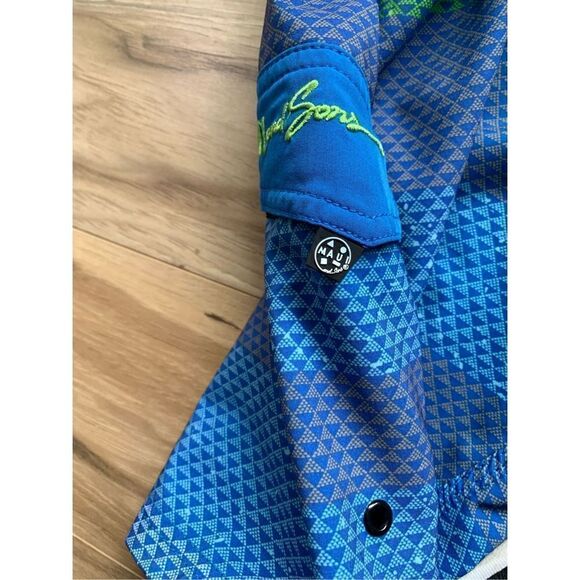 Maui‎ and Sons Men's Blue Green Striped Board Shorts Swim Trunks Size Large - Picture 3 of 9